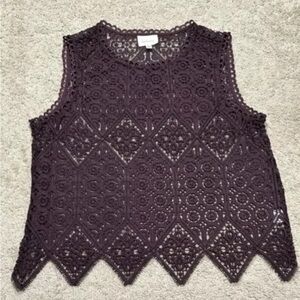 Deletta Sleeveless Lace Blouse - Dark Purple